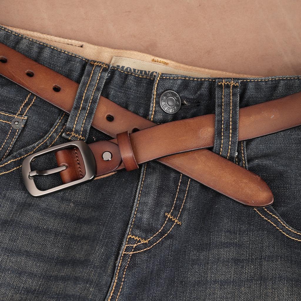 First Layer Cowhide Belt, Genuine Leather, Retro Versatile Tree Paste Leather Pin Buckle, Retro Belt, Young And Middle-Aged Belt Men