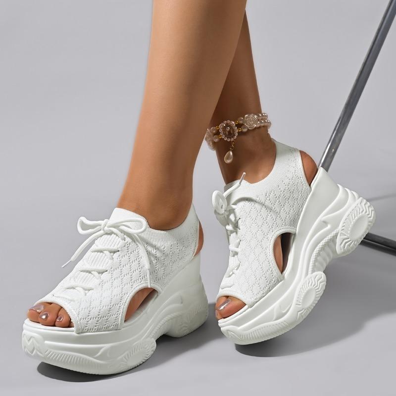 Women's Shoes 2025 Brand Lace Up Women's Sandals Explosive Style Solid Color Shoes Female Platform Sandals Chaussures Femme Ete