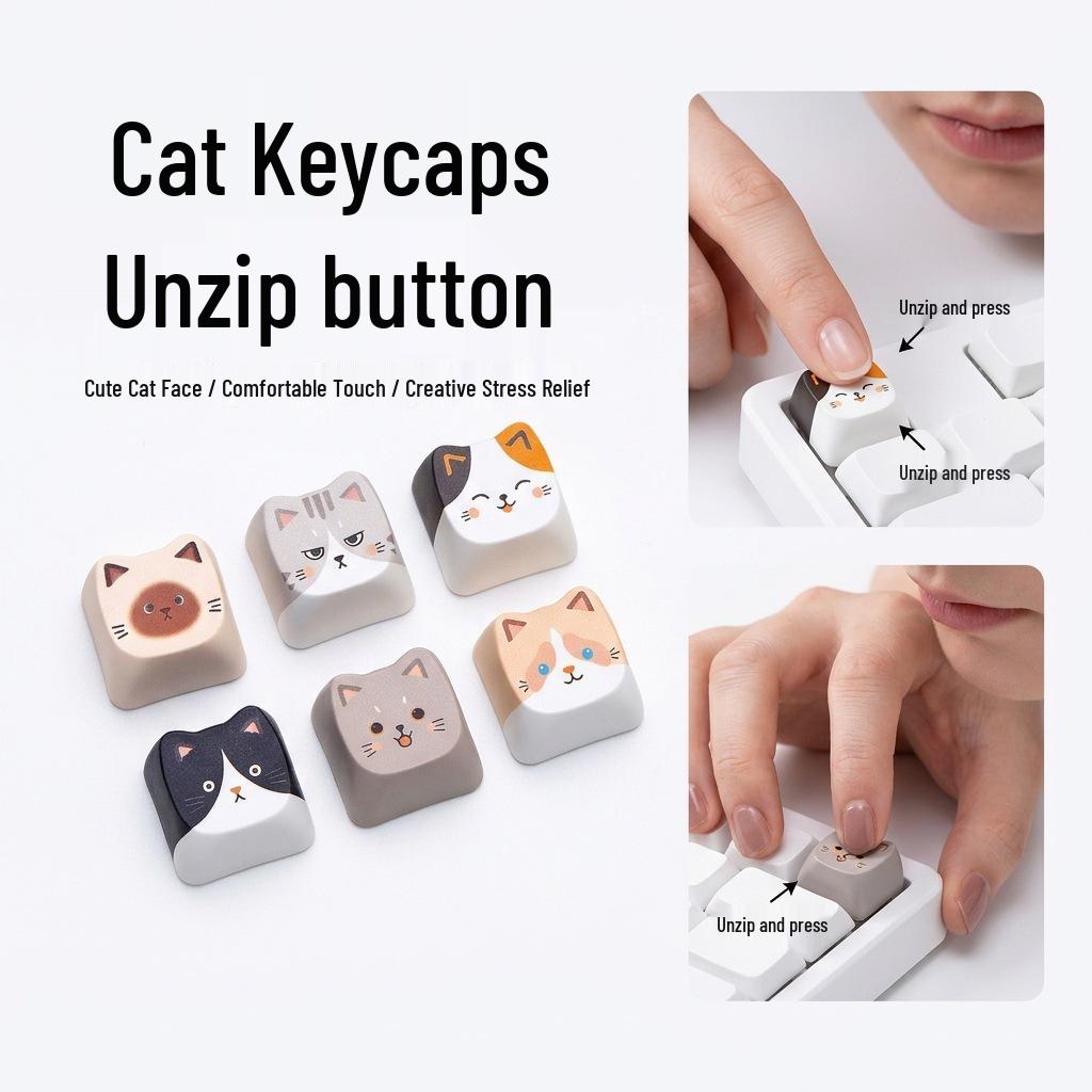Cute Cat Keycap Switch Tester: Crispy Sound Decompression Toy for Stress Relief
