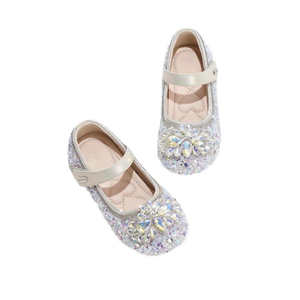 Mädchen Kristall Prinzessin Schuhe Frühling und Herbst Neue Kinderschuhe Einzelne Schuhe Weiche Sohle Baby Mädchen Auftritt Kleine Lederschuhe