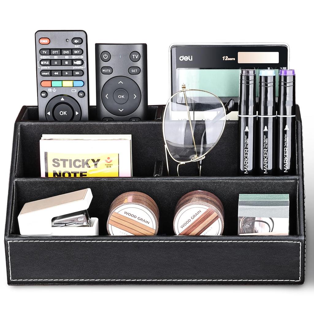 KINGFOM PU Leather Storage Storage Pen Pencil Desk Remote Control Desktop Storage for Remote and Small Stylish for Home and Office Box, Case, Holder,