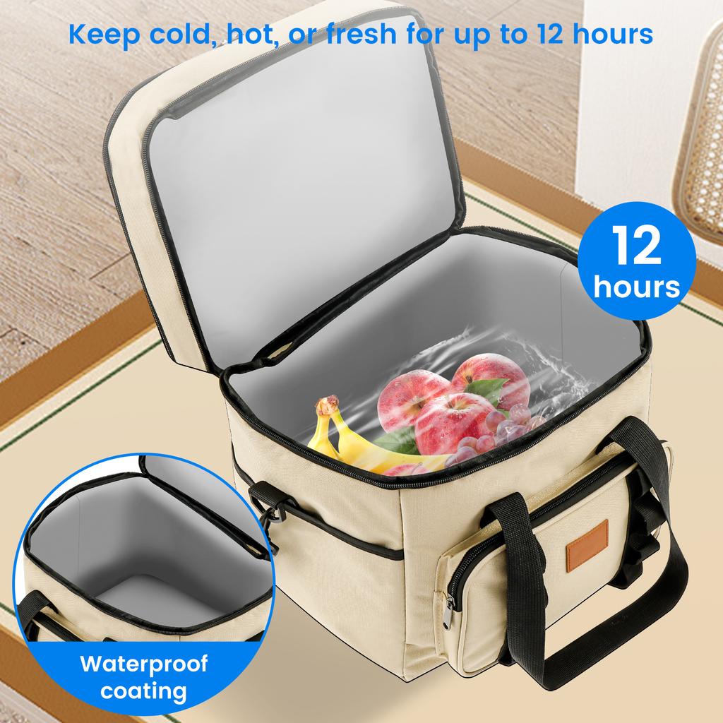 23L Multifunctional Double Layers Tote Cooler Lunch Bags Large Capacity Travel Picnic Lunch Box for Family Outdoor Activities