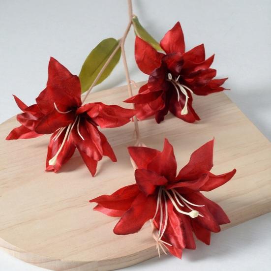 3 Heads Artifical Lily Flowers Full Blooms Fake Real Touch Flower Bouquets for Wedding Party Decor Home Table Centerpiece