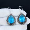Blue Topaz Gemstone Earrings, 925 Sterling Silver Earrings, Silver Earrings For Gift, Blue Topaz Dangle Drop Earrings For Anniversary Gifts
