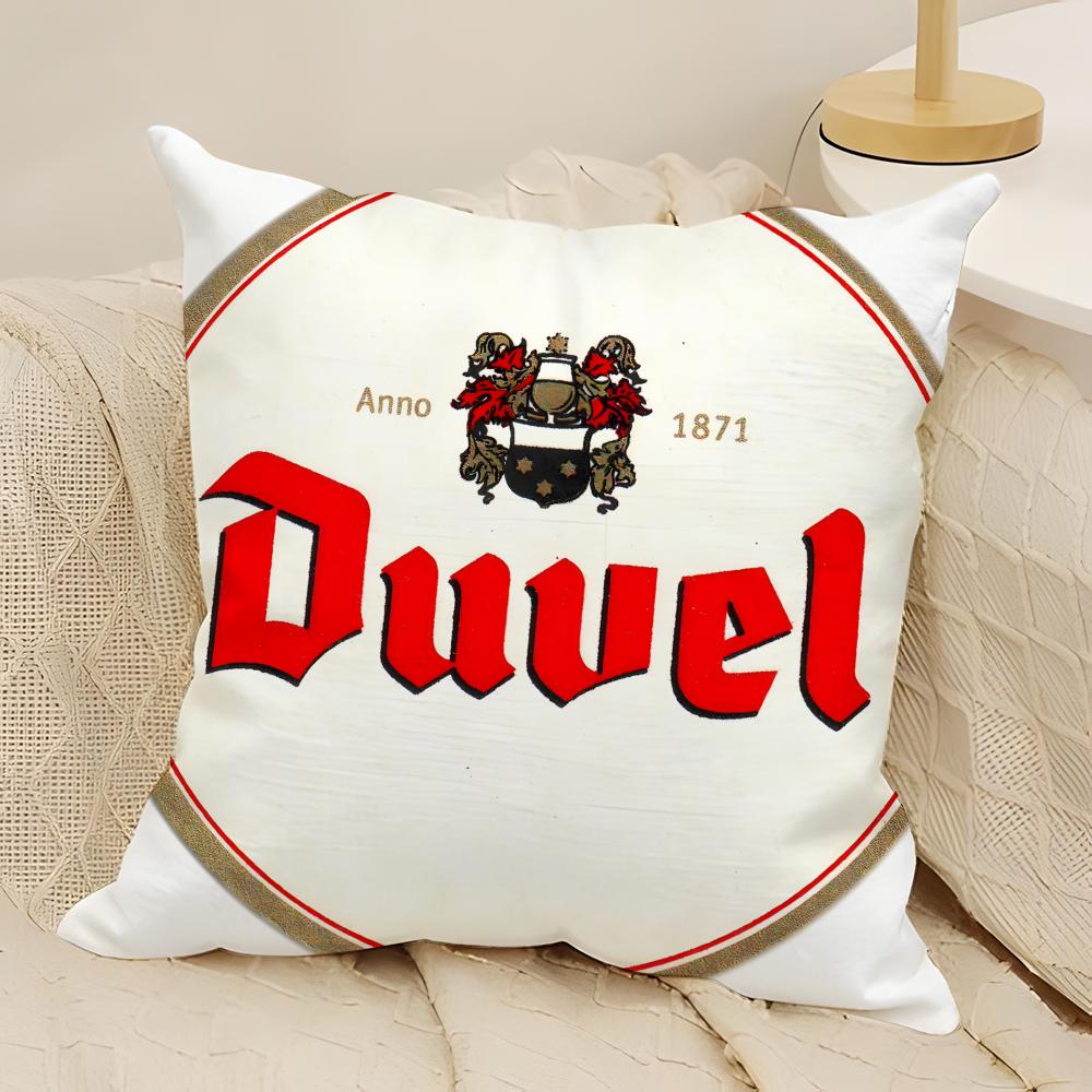 Cool D-Duvel Moortgat Brauerei 2 Kissenbezüge Natürlicher Leinen Doppelseitiger Druck Sofa Heimdekoration Kissenhülle