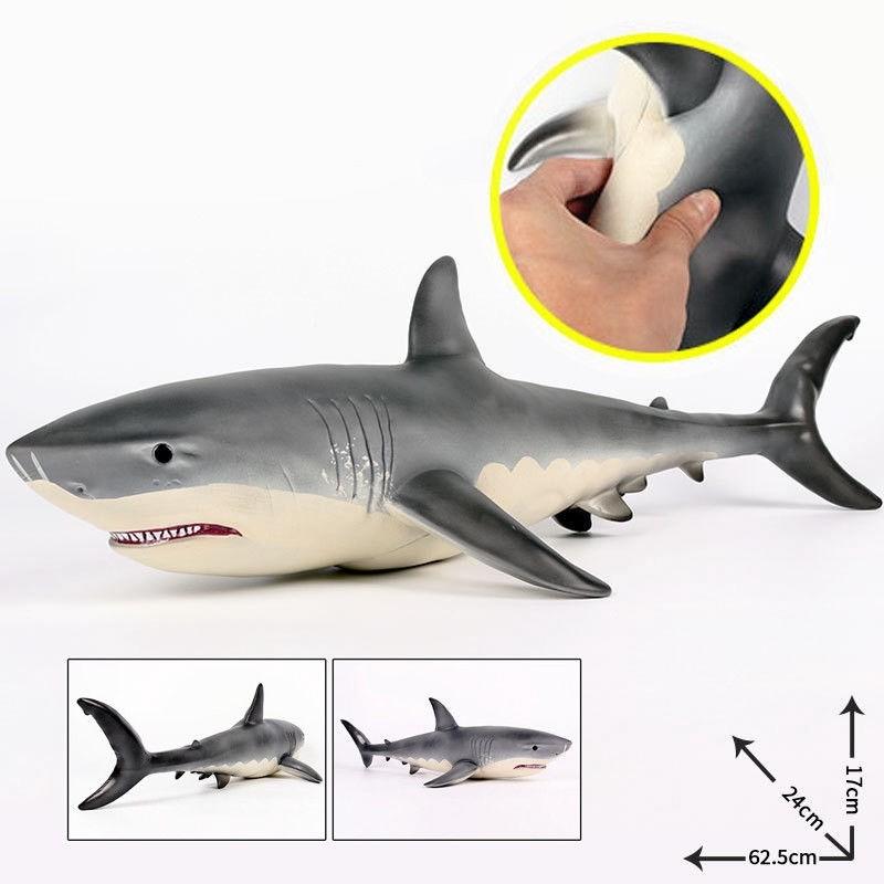 62.5cm Large Size Megalodon Great White Shark Simulation Animal Model Toy For Kids