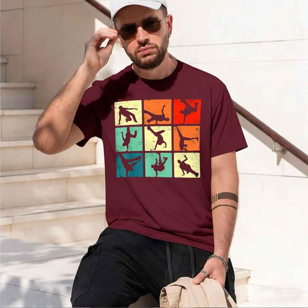 Funny Break Dancing B Poses Retro Vintage Hip Hop T Shirts Unisex Streetwear Tee Shirt Short Sleeve Unisex Loose Clothing New