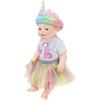 New Born Baby Doll Clothes, Unicorn Pattern Romper and Skirt and Headband for 18" Dolls (40-45cm) Set of 3