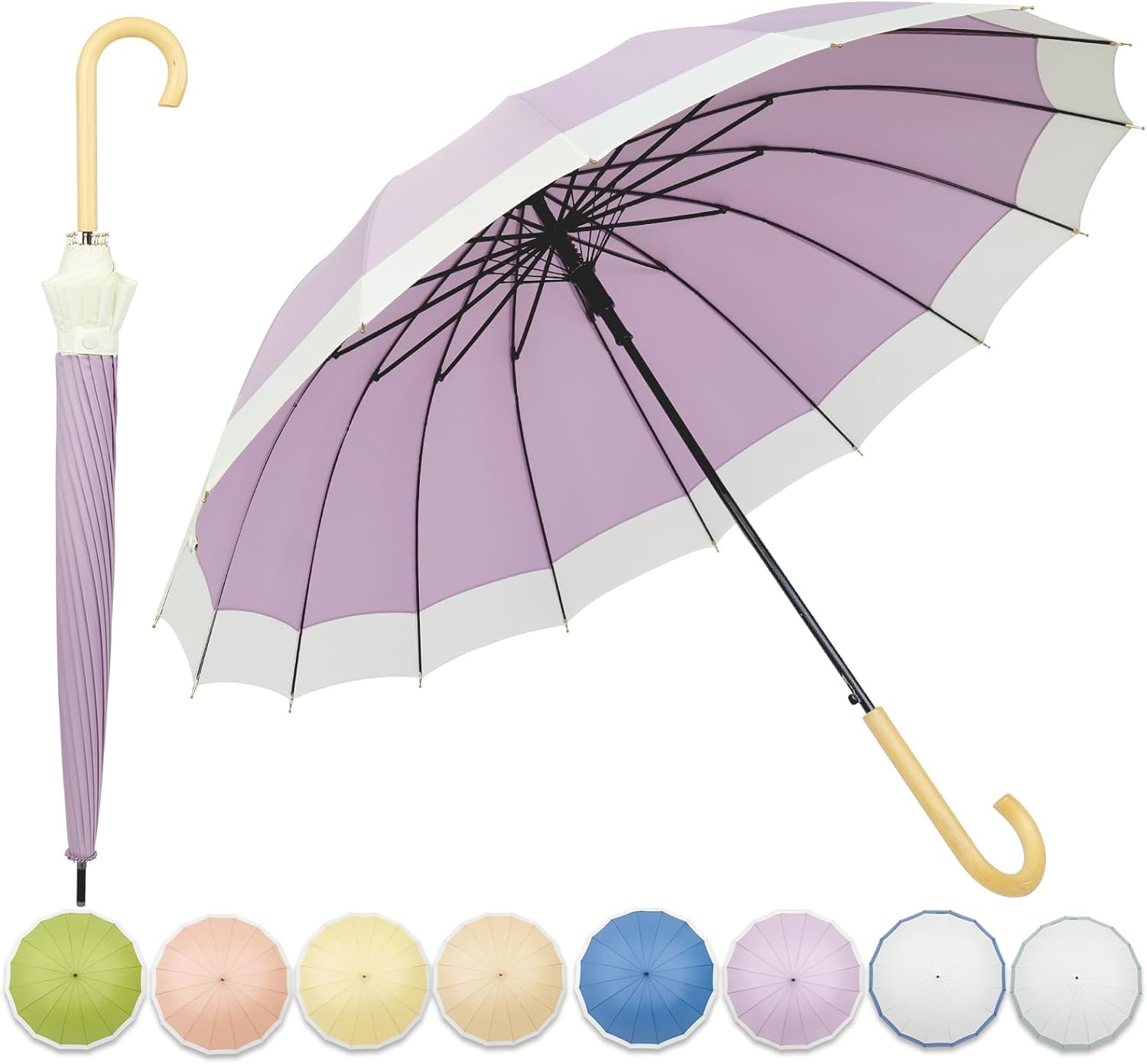 

MasterUmbrella Rain Long 16 Rib И солнечный, и дождливый, легкий и жаркий, фиолетовый, высокопрочный стеклянный зонт Typhoon, автоматически защищающий от дождей, фиолетовый