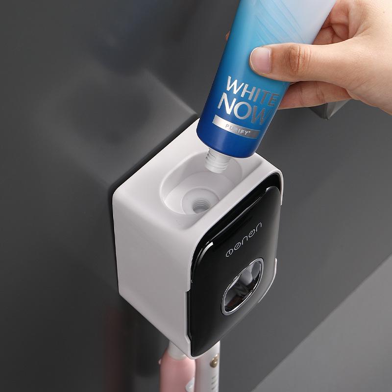 Automatic Toothpaste Wallmounted Dispenser Toothbrush Holder Set