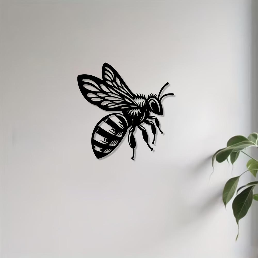 1pc Bold Bee Metal Wall Art Iron Statue Mural for New Year Easter, Weather Resistant for Patio Wall Garden Fence, Charming Outdoor Bee Decor