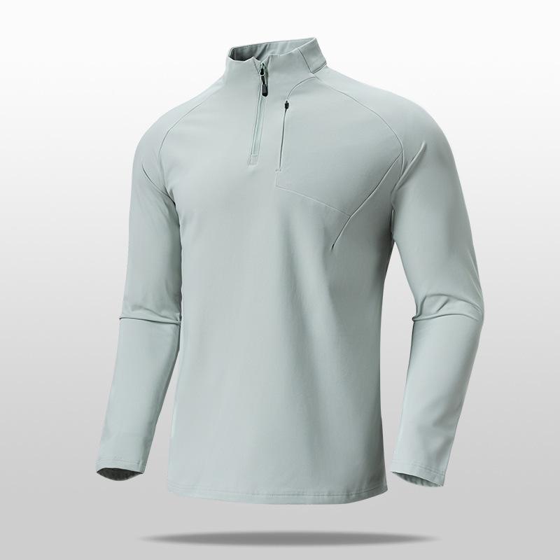 Men's Zipper Stand Up Collar Long Sleeved Fleece Sweatshirt Casual Long Sleeved Base Shirt Versatile Round Neck Sweatshirt Men's Top