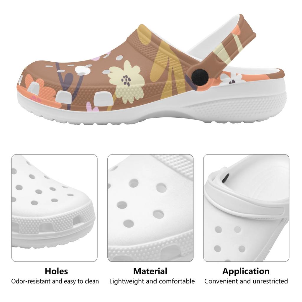 Printed EVA Travel Clogs Women Men Water Friendly Flexible Slip On Travel Use Beach Garden Daily Walking Beach Sandals Comfort Fit