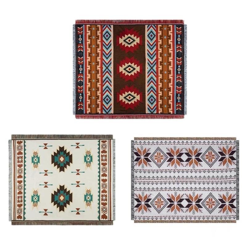 Beach Picnics Mat Outdoor Campings Tassels Blanket Ethnic Bohemian Striped Blanket for Sofa Travel Rugs Christmas Gift