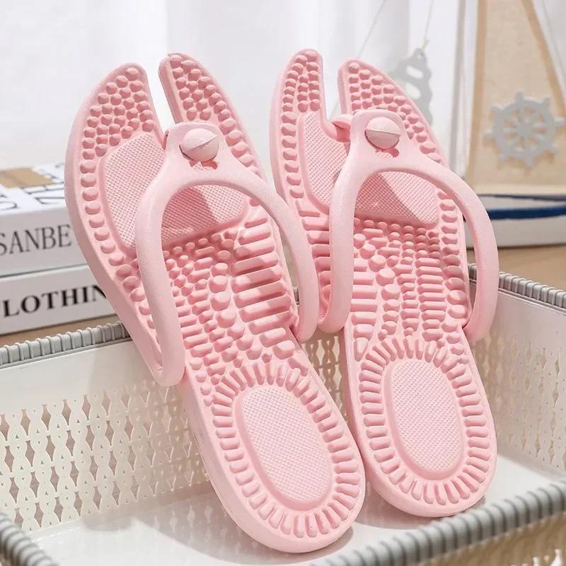 

Fashion 2025 Hot Sell New Uxst Men s Platform Flip Flops Bathroom Home Women Hotel Slippers Outdoor Travel Folding Slippers Non-slip 45-46 розовый