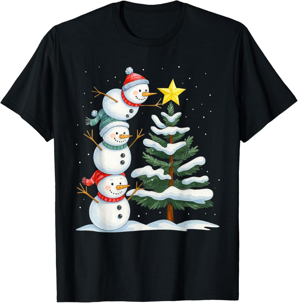 Funny Christmas Snowman Topper Tree Holiday Family Men Women t shirt