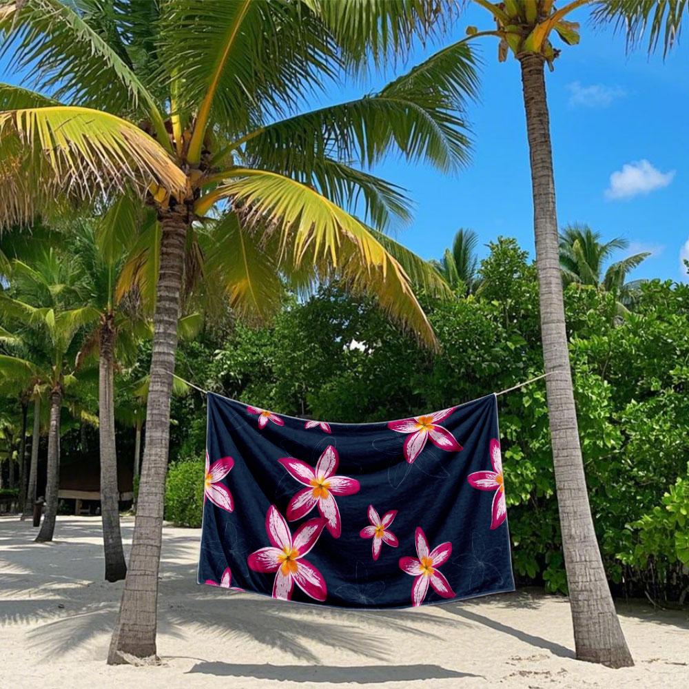 Midnight Plumeria Quick Drying Bath Towel Microfiber beach towel light weight swimming camping yoga beach out