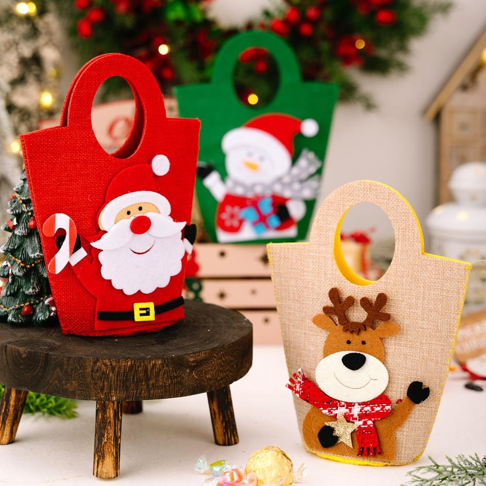 Christmas Handbag Gift Bag Elk Design Christmas Bag Christmas Gift Bags with Handles Holiday Tote Party Favor Bags for Kids