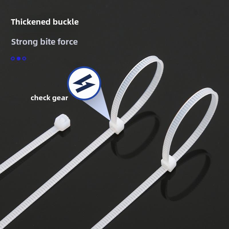 Czarno-białe samozaciskowe nylonowe opaski kablowe z klamrą