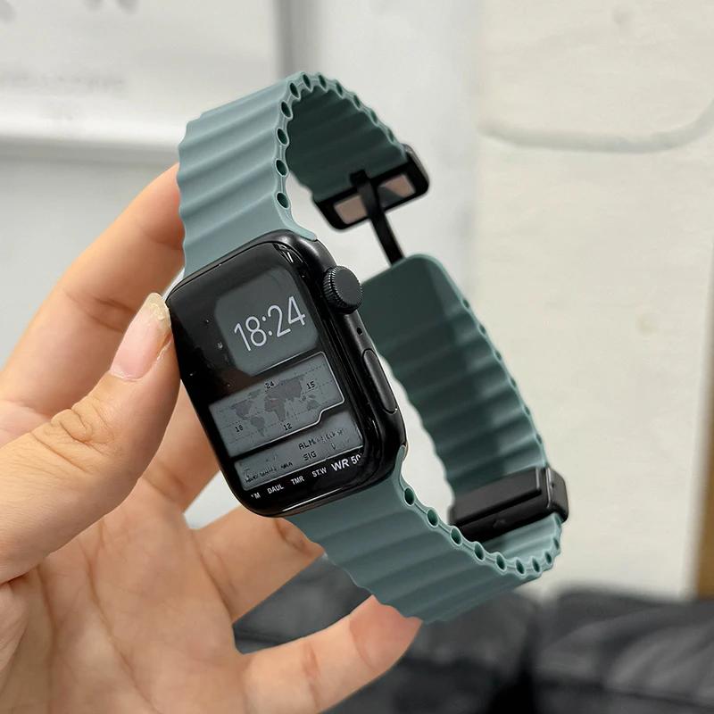 Ocean-Armband für Apple Watch 10 9 8 7 Ultra-Armband 46mm 45mm 49mm 44mm 41/42mm Silikon Magnetisches Sportarmband iWatch Series se 6