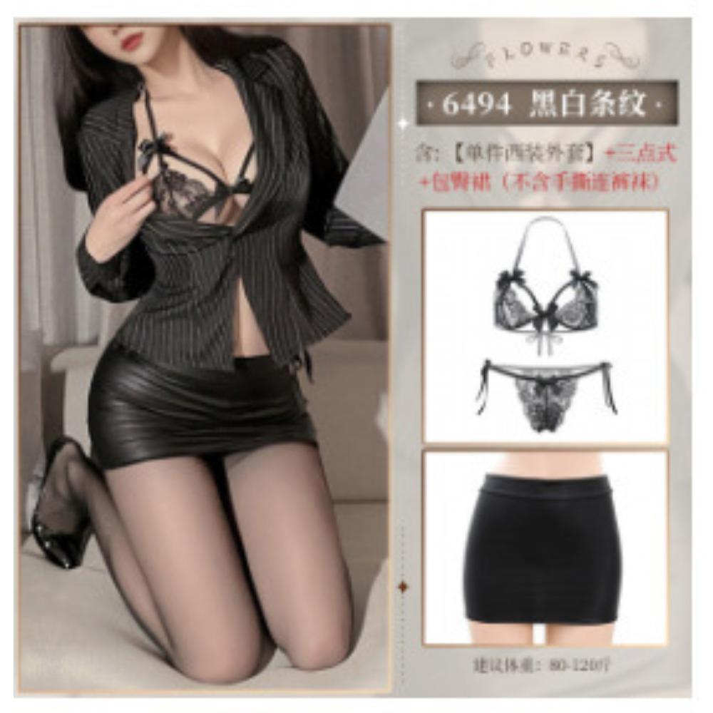 Domila Erotic Underwear Sexy Lace Temptation Three-point Bra Underwear Women's Transparent Pajamas Set Wholesale