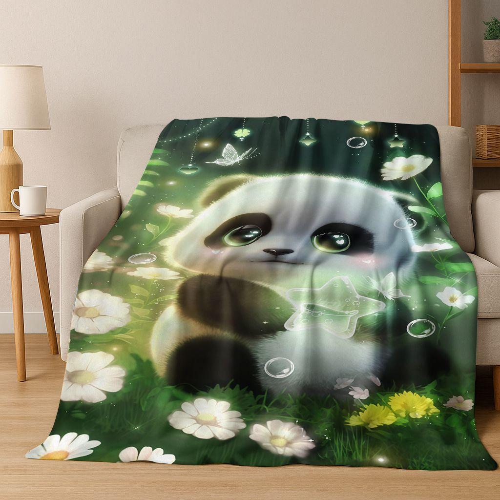 2026 New Dream Panda Cute Cartoon Art Flannel Blanket,Cozy Soft Throw Blanket for Home Bedroom Bed Sofa Picnic Cover Gift Kids
