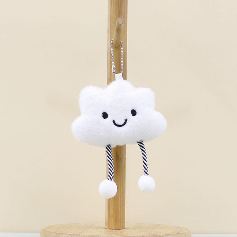 Cute White Cloud Keychain Cartoon Girl Backpack Decorative Pendant Doll Gift