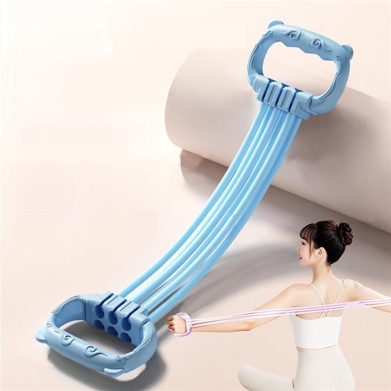 Figure-eight resistance band for women, adjustable tension, six strands, suitable for home use. синий