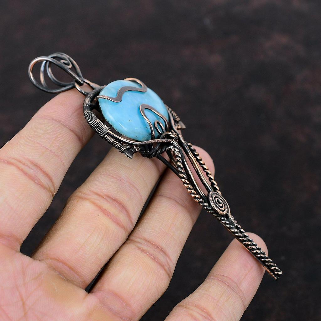 Hemimorphite Pendant Copper Wire Wrapped Pendant Natural Gemstone Pendant Copper Jewelry Gift For Mom Handmade Pendant Hemimorphite Jewelry