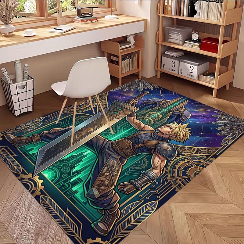 Final Fantasy Print Rug, Washable Floor Carpet, For Entryway Dorm Laundry Room Office Study, Home Decor Birthday Christmas Gift