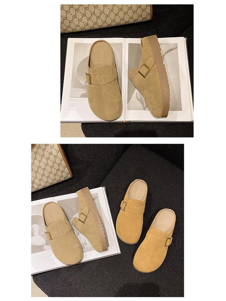 Dames 2025 Lente Retro Gesloten Teen Mule Pantoffels, Zacht & Antislip Dikke Zool Birkenstock-Stijl.