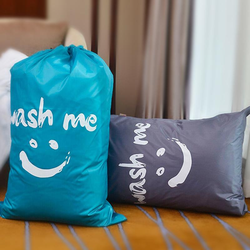 Nylon Laundry Bag Travel Bags Storage Organizer Pouch Hamper Wash Machine Washable Dirty Clothes Drawstring Bag