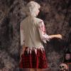 Red Plaid Halloween Zombie Costume Creepy Scary Zombie Cosplay Costume Decorative Blood-Stained Bloody Dress Themed Party