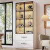 LED Display Cabinet 60×40×160 cm with Drawers, Aluminum Frame, Tempered Glass Doors and Soft-Closing Hinges, Multicolor LED