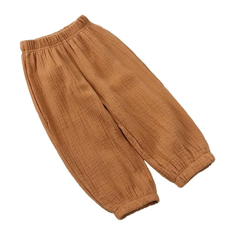 Baby Boys Girls Linen Pleated Summer Cotton Harem Baggy Pants Kids Clothes Children Sweatpants Trousers Breathable