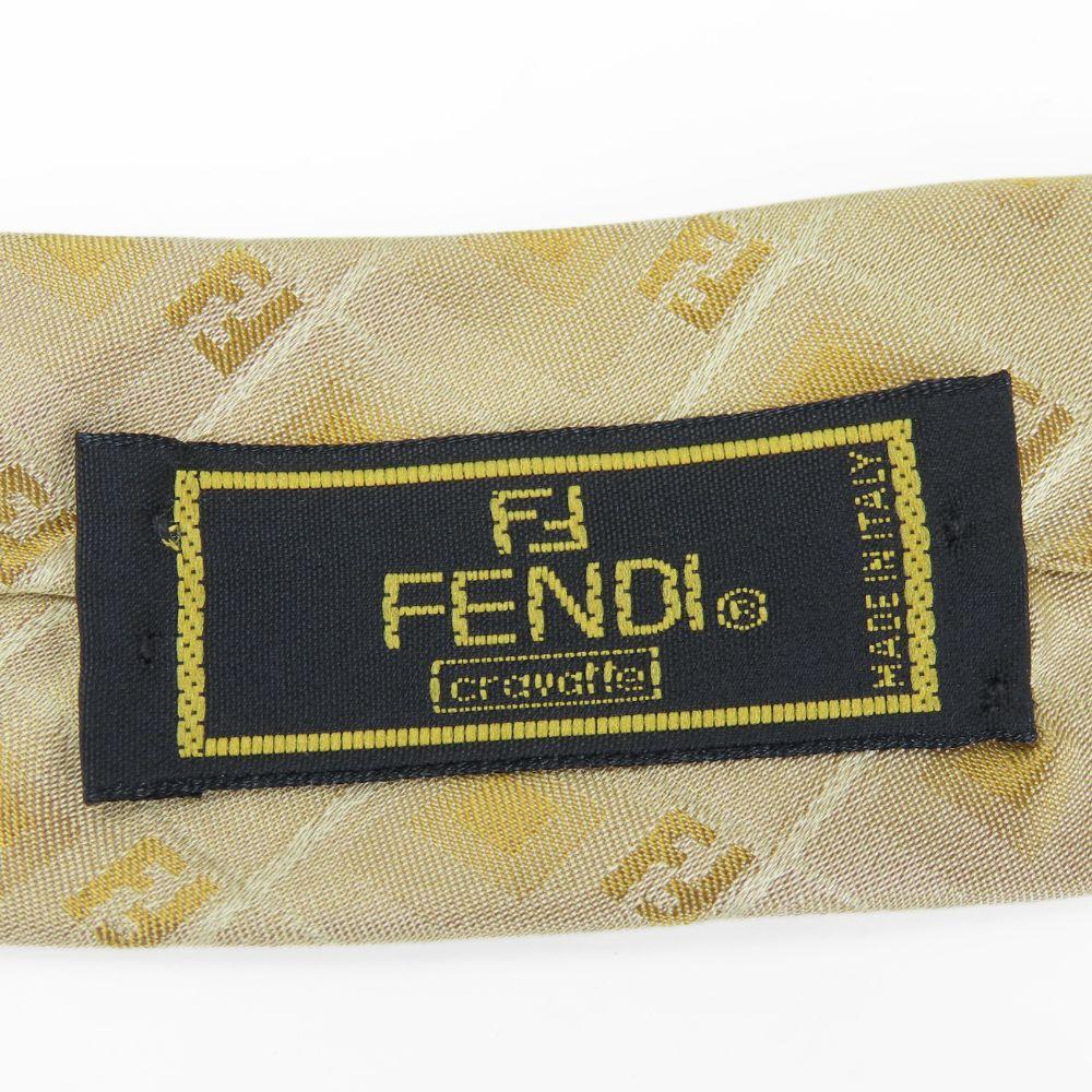 Used FENDI Tie Gloss Silk Gold Series Zucca Pattern