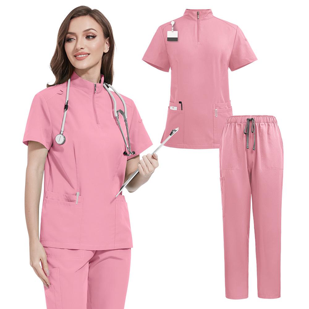 Ensemble de Blouses d'Infirmière 2 Pièces Vêtements de Travail Confortables pour Médical pour Infirmière Médecin Personnel Hospitalier Combinaison Jogger avec Haut Multipoche + Pantalon Extensible