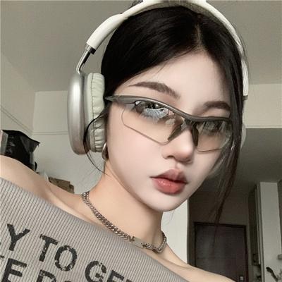 Y2K Sonnenbrille Damen Herren Übergroß Trendig Wrap-Around Sonnenbrille Punk Einteilige Brille Sport Sonnenbrillen Gläser Brillen