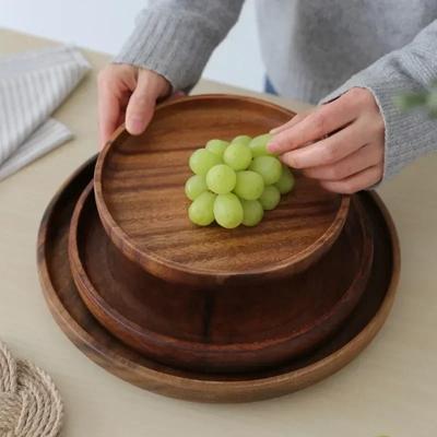 American Walnut Tray Fruit Tray Solid Wood Circular Shaped Household Water Cup Tea Cup Tray Japanese Wooden Plate Tableware
