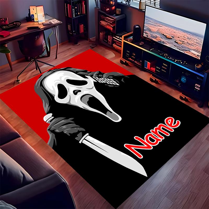 Custom Personalization Ghostface Print Area Rug - Soft, Washable Non-Slip Indoor Mat,Living Room,Home&Office Decorative Rug
