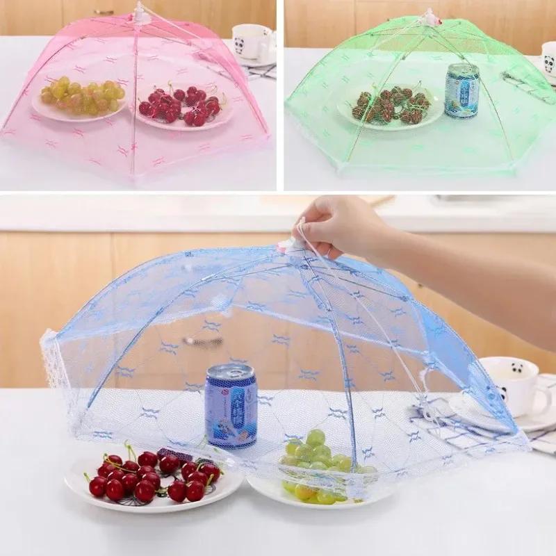 Food Covers Mesh Foldable Kitchens Anti Fly Mosquito Tent Dome Net Umbrella Picnic Protect Dish Cover Kitchen Accessories