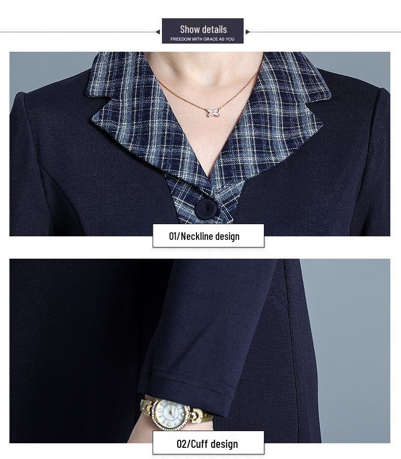 2026 Spring Plus Size Korean Style Elegant Knee-Length Women's Slim Fit Dress