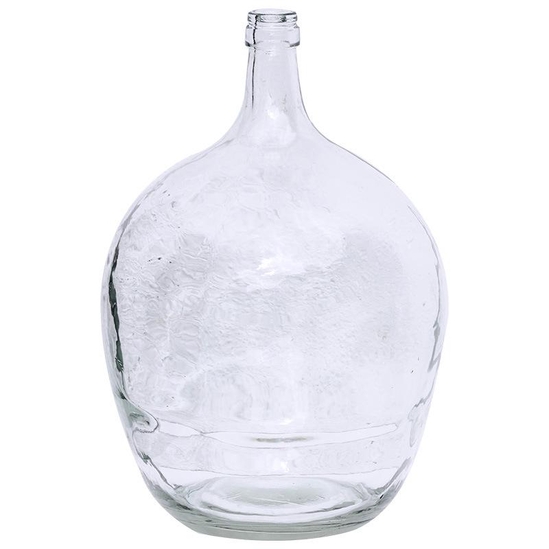 Large Transparent Japanese Andromeda Glass Vase - Thin-Neck, Big-Belly Design for Living Room Decor