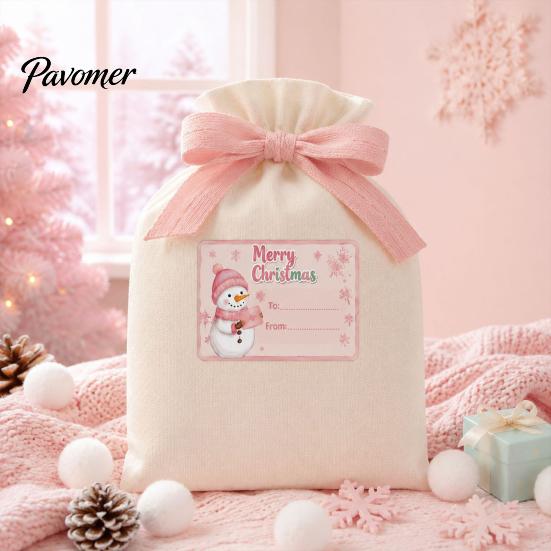 Holiday Present Labels 180PCS/Roll Christmas Label Stickers, Self-Adhesive Tags with to And from Seasonal Gift Box Decor Writing Field, Decorative