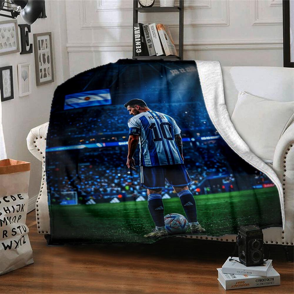 Football Messi Blanket Soft Warm Cozy Great for Couch Bed Bedding for All Occasions Digital Print Gifts For Family Or Friends
