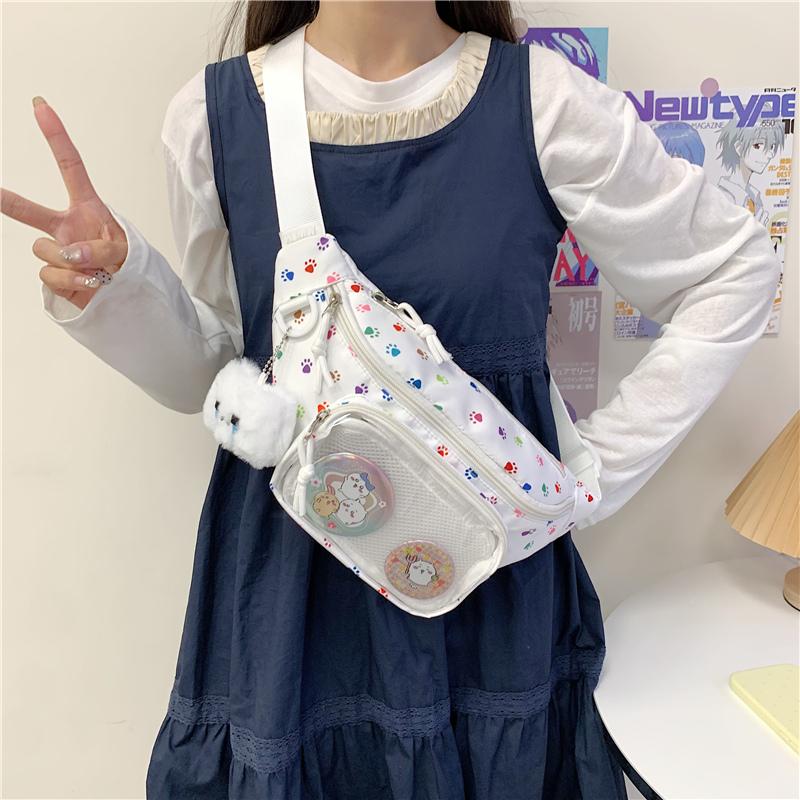 Women's Crossbody Bag Transparent Chest Bag Print Student Shoulder Bag