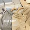Winter Kapuzenpullover für Damen Neuer Koreanischer Stil Locker Lässig Alleskönner Samt Strickjacke Reißverschluss Jacke