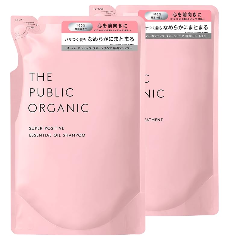 

The Public Organic Shampoo Treatment Refill Set 400mL 400mL Amino Essential Hair Made in Japan & [Super Positive] + Acids, Aromatherapy, Oils, розовый