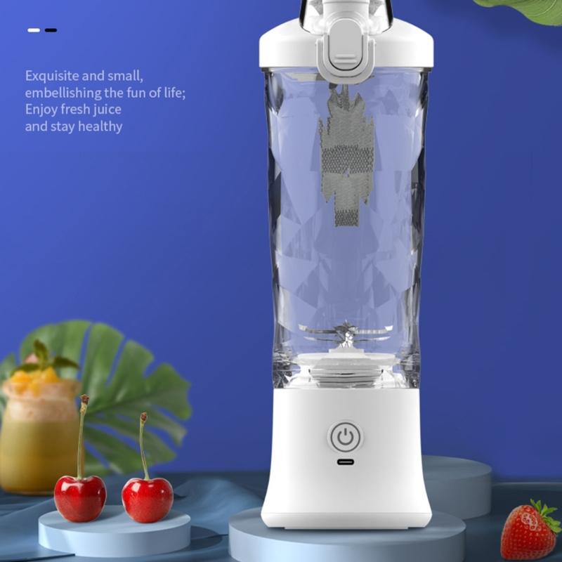 600ml Smoothie Blender Portable USB Rechargeable Juicer with High Speed Motor Mixing Cup for Protein Shakes and Juices