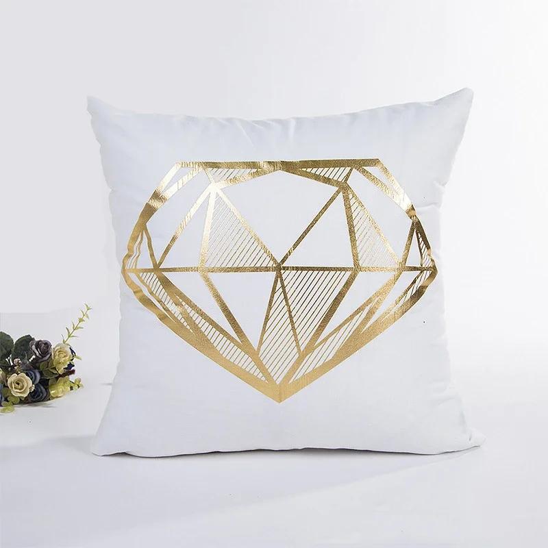 Modern Geometric Gold Bronzing Plants Leaves Cushion Cover Super Quality Polyester Pillow Cover Decorative Pillow for Sofa Chair
